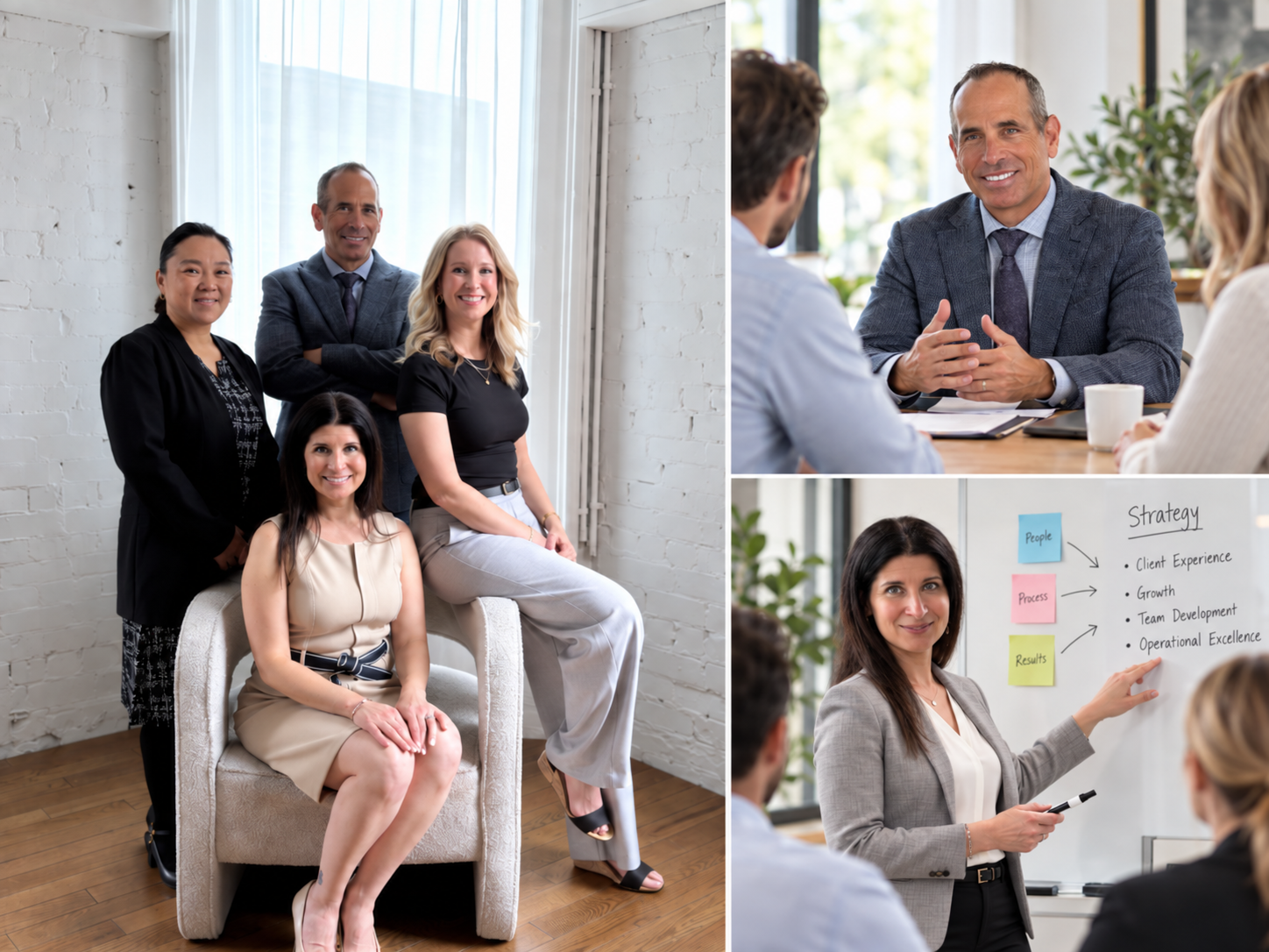 The Finevo Lending Group team collaborating with clients and in strategy meetings